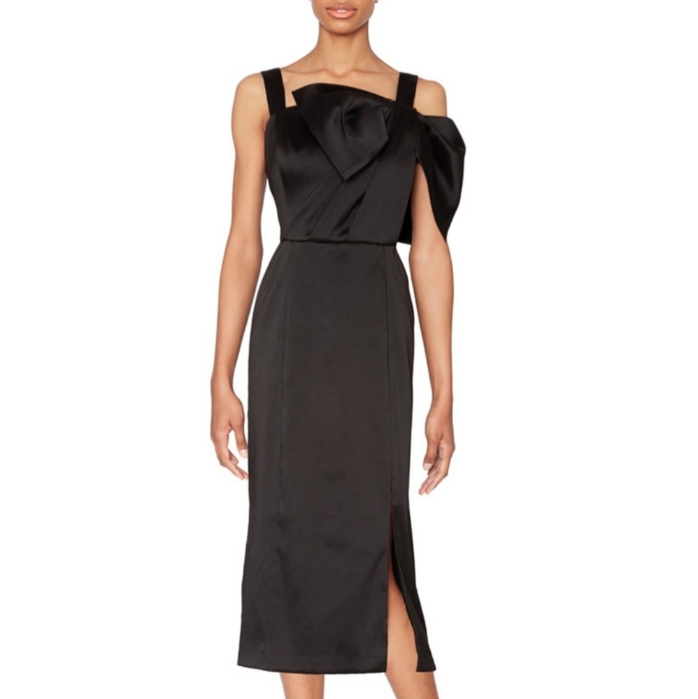 Elegant Black Bow Pencil Dress